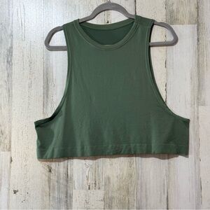 Avocado Olive Green Sleeveless Lightweight Crop Top Muscle Tank